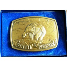 Vintage Smith & Wesson Brown Bear Brass Belt Buckle.